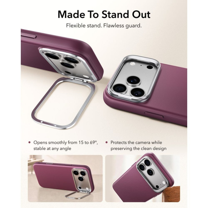ESR odinis dėklas su atrama MagSafe, skirtas Apple iPhone 17 Pro / 18 Pro, Deep Burgundy