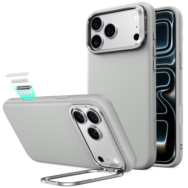ESR odinis dėklas su atrama MagSafe, skirtas Apple iPhone 17 Pro / 18 Pro, pilkas