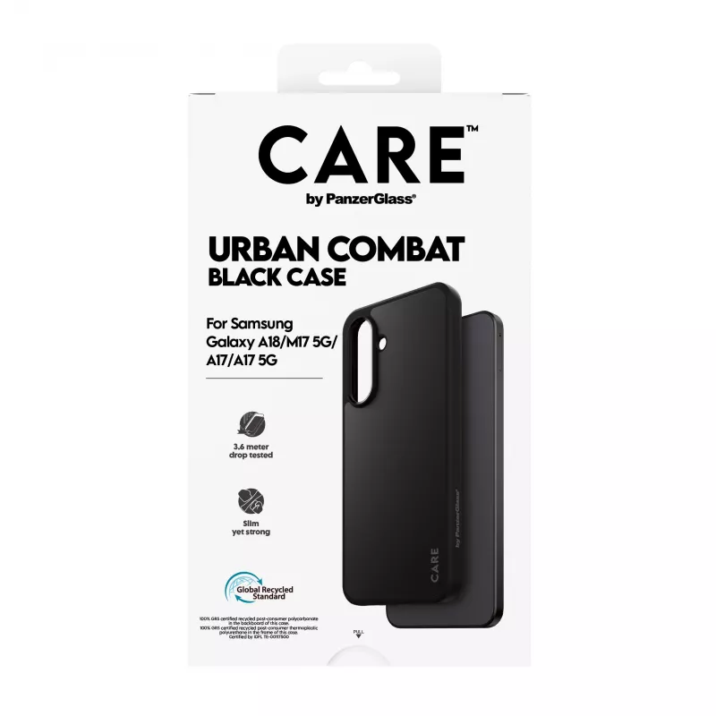 PanzerGlass CARE Urban Combat dėklas skirtas Samsung Galaxy A17/A18, juodas