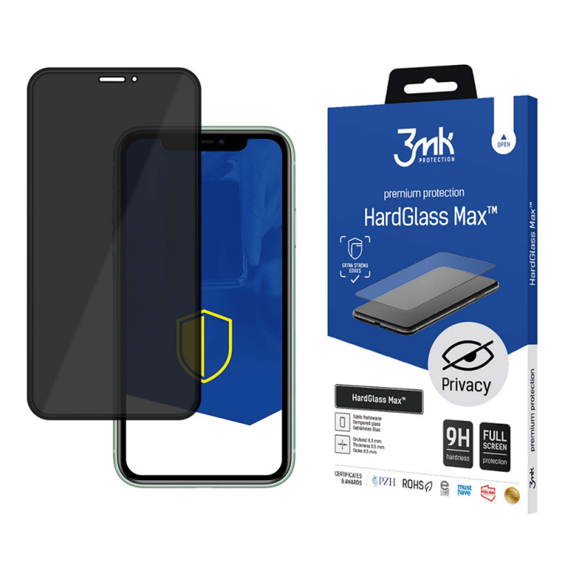 3MK HardGlass Max Privacy grūdintas privatumo stiklas, skirtas Apple iPhone 11 Pro Max, juodas