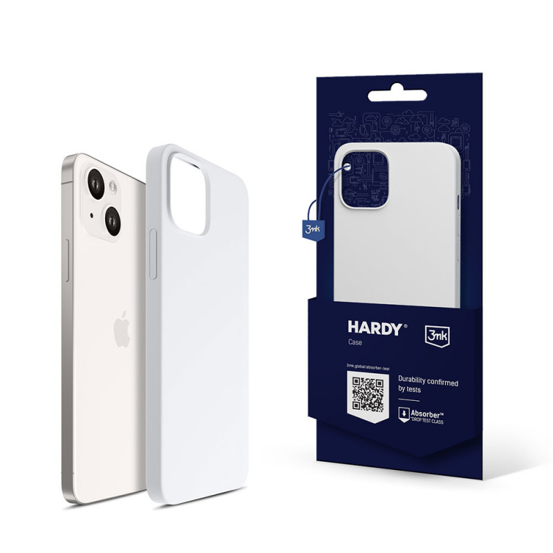 3MK Hardy Case MagSafe Apple iPhone 14 Plus / 15 Plus silikoninis dėklas, baltas