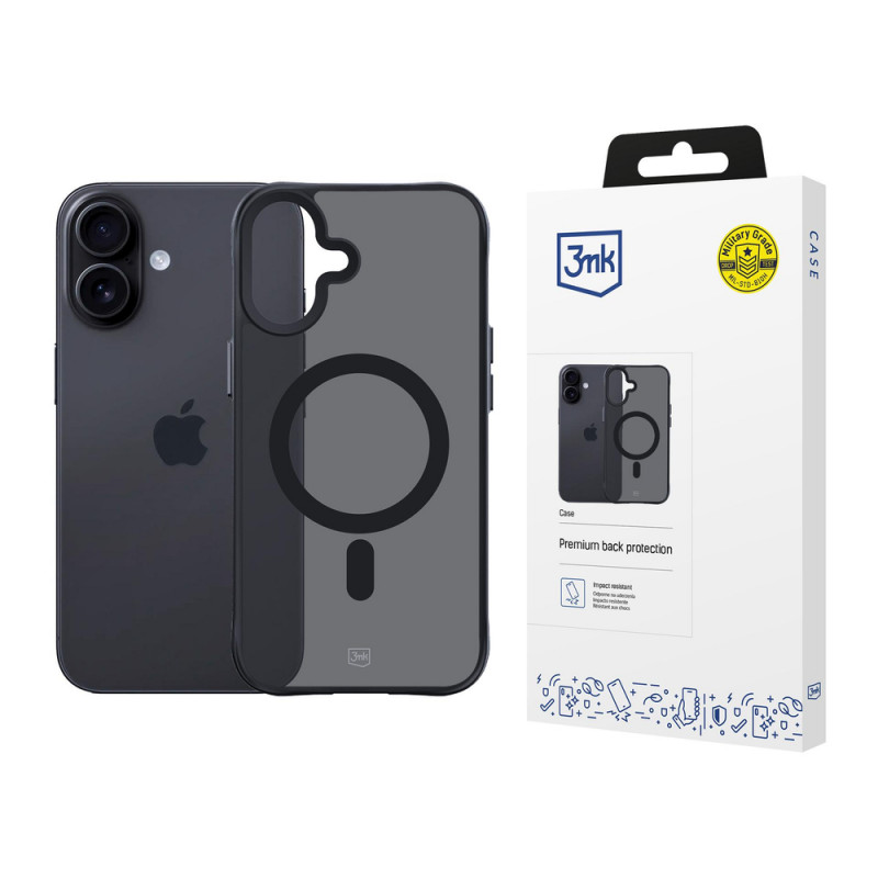 3MK Smoke Matt MagCase dėklas, skirtas Apple iPhone 17, juodas
