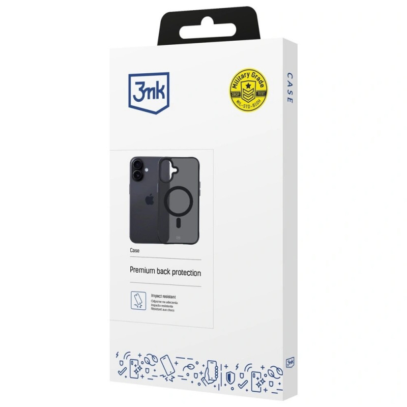 3MK Smoke Matt MagCase dėklas, skirtas Apple iPhone 17, juodas
