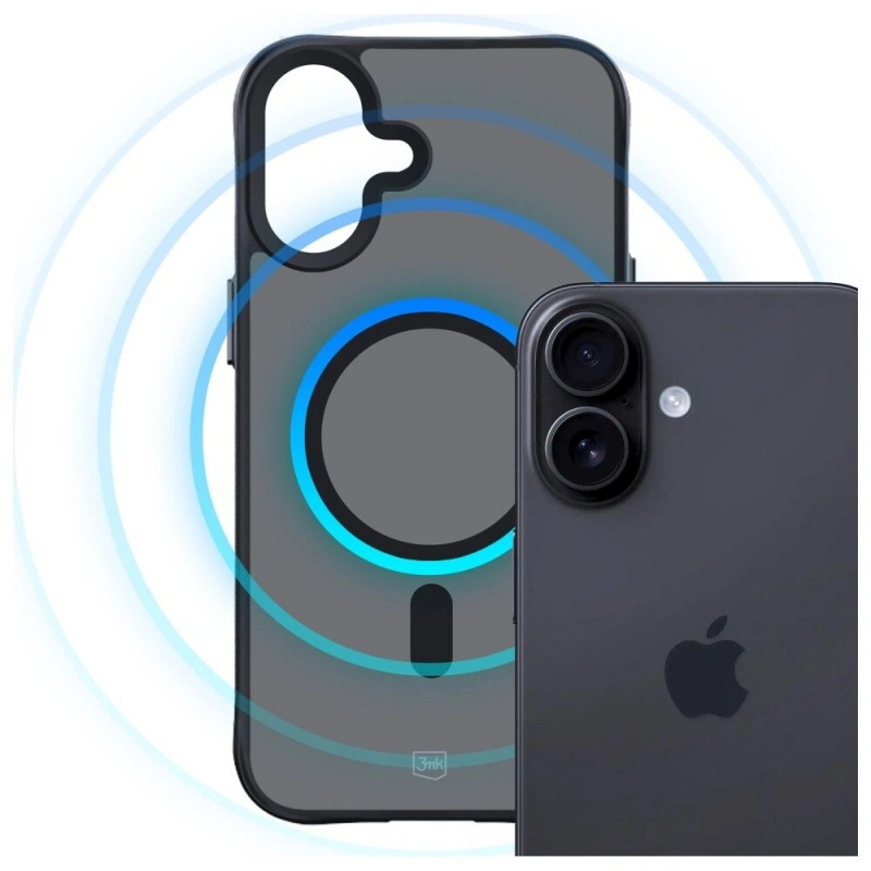 3MK Smoke Matt MagCase dėklas, skirtas Apple iPhone 17, juodas