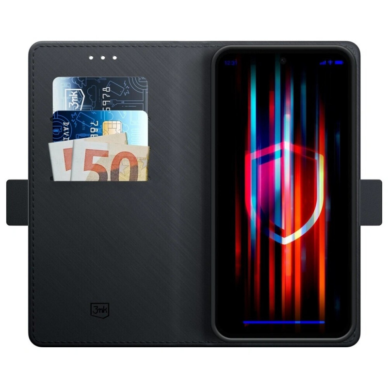 3MK Wallet Case, skirta Samsung Galaxy S25 FE, juodas