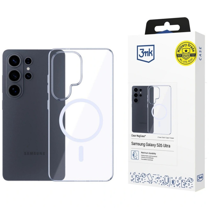 3mk Clear MagCase Samsung Galaxy S26 Ultra apsauginis dėklas, permatomas