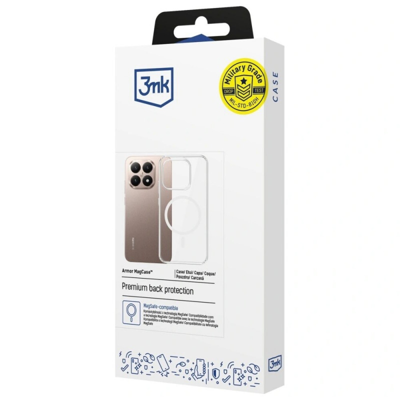 3MK Armor MagCase išmaniojo telefono Xiaomi 15T 5G dėklas, permatomas