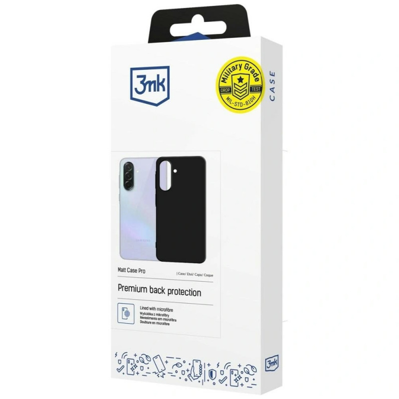 3MK Matt Case Pro Samsung Galaxy A37 išmaniojo telefono dėklas, juodas