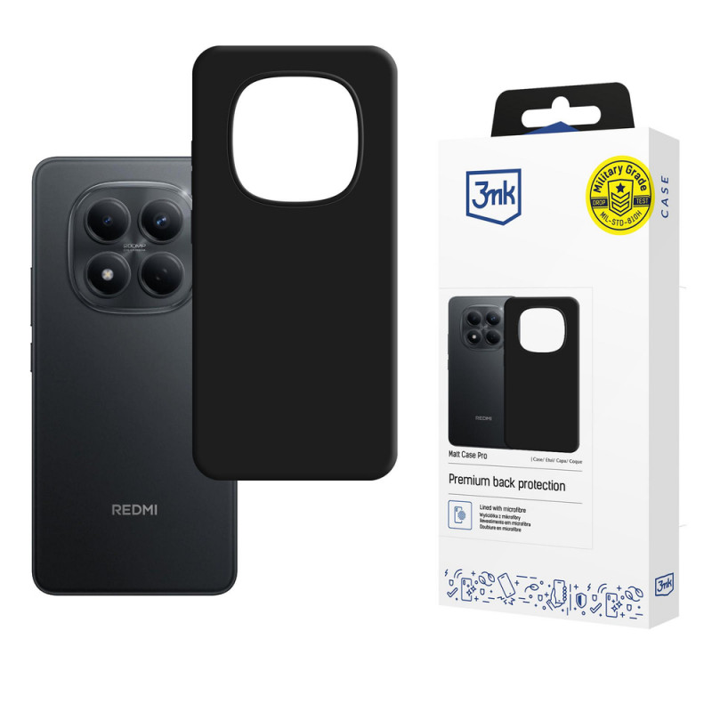 3MK Matt Case Pro išmaniojo telefono Xiaomi Redmi Note 15 Pro 4G dėklas, juodas