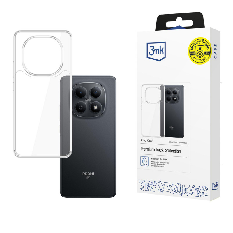 3MK Armor Case išmaniojo telefono Xiaomi Redmi Note 15 4G / 5G dėklas, permatomas