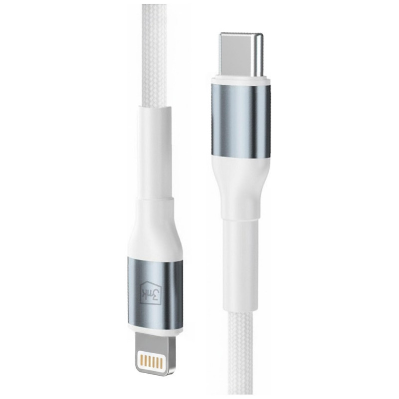 3MK Hyper Cable N-SERIES USB-C – Lightning kabelis, 2 m, 27 W, baltas
