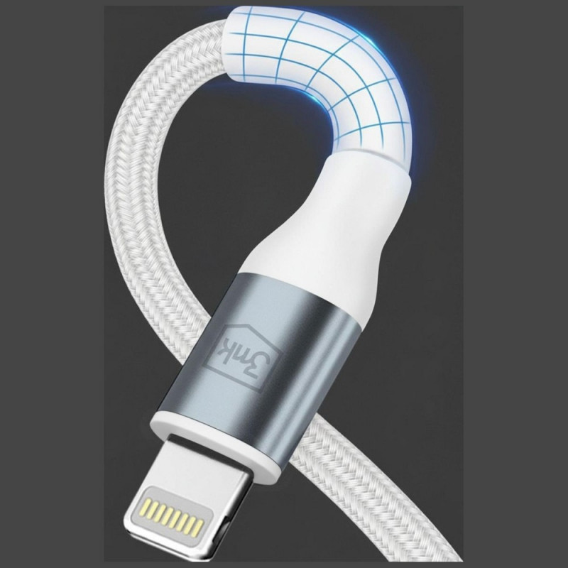 3MK Hyper Cable N-SERIES USB-C – Lightning kabelis, 1 m, 27 W, baltas