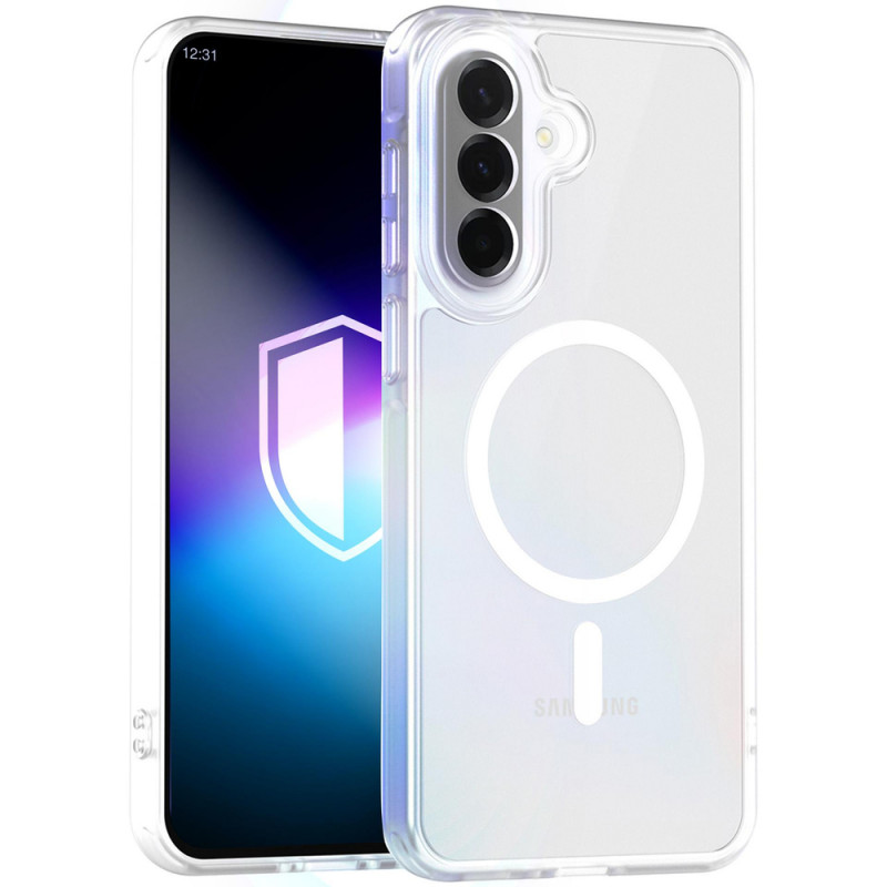 3MK Misty MagCase išmaniojo telefono dėklas Samsung Galaxy A37, suderinamas su MagSafe, baltas
