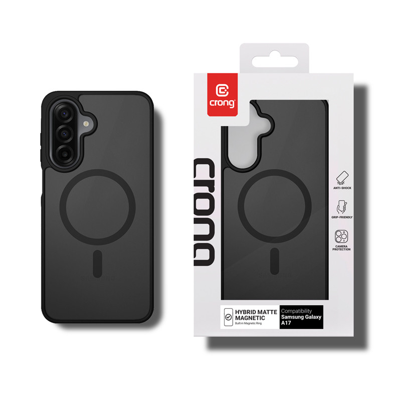 Crong Hybrid Matte Magnetic MagSafe dėklas skirtas Samsung Galaxy A17, juodas