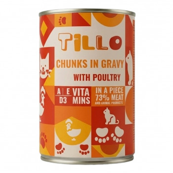TILLO Chunks in gravy Poultry šlapias pašaras katėms, 415 g