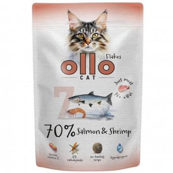 Ollo No. 7 konservuotas pašaras katėms su lašiša ir krevetėmis, 85 g