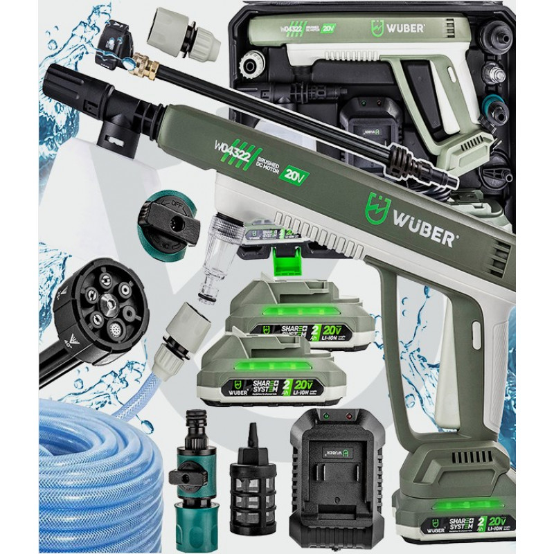 Wuber W04322 akumuliatorinis aukšto slėgio plovėjas, 20 V, 300 l/h