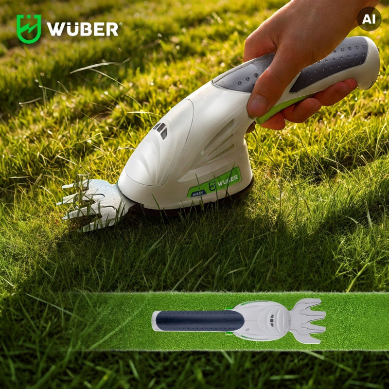 Wuber W23320 belaidis 2-in-1 gyvatvorių ir žolės žirklinis pjoviklis, 7.2 V, 120 mm pjūvis, USB-C