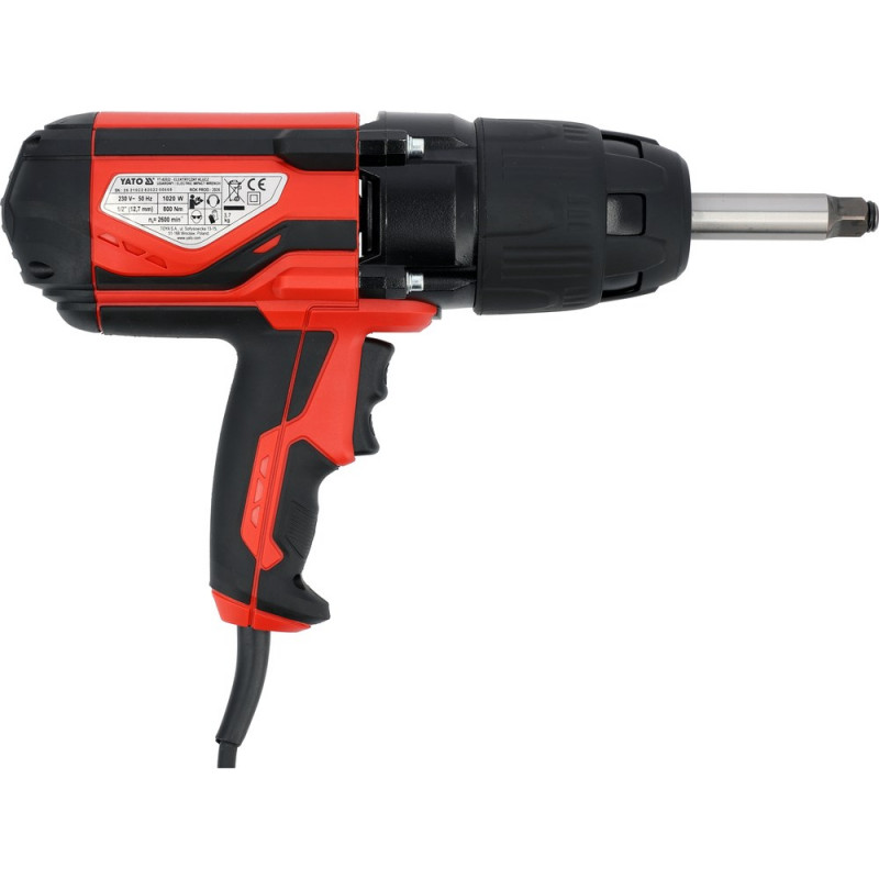 YATO elektrinis smūginis veržliaraktis 1/2" 1020 W / 800 Nm YT-82022