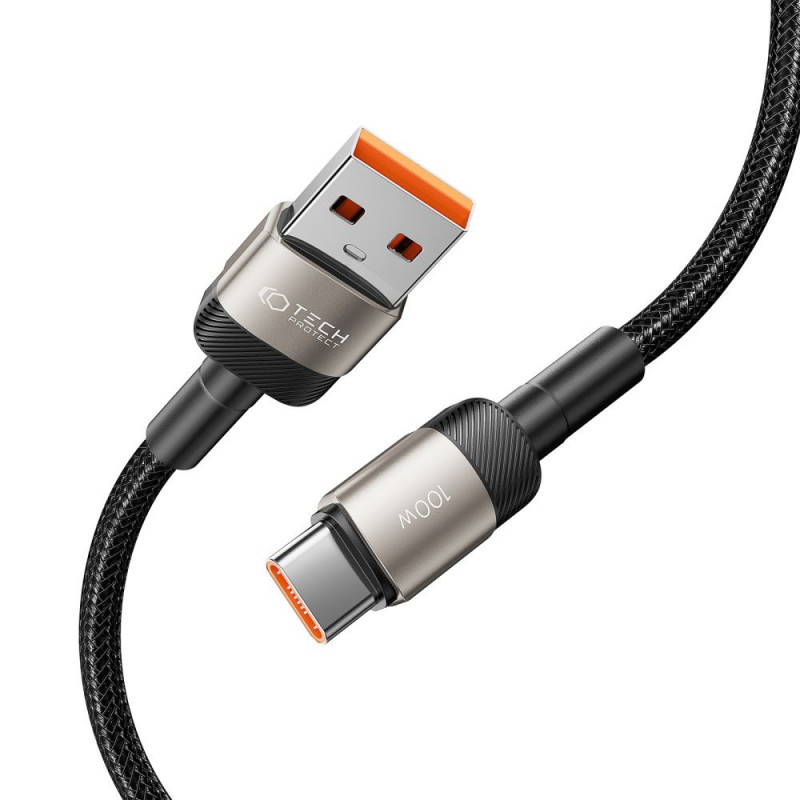 Tech-Protect UltraBoost Evo kabelis USB-A / USB-C 100W 5A 100cm Titanium
