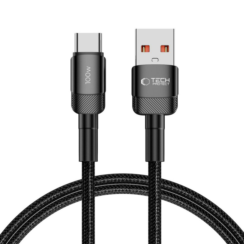 Tech-Protect UltraBoost Evo kabelis USB-A / USB-C 100W 5A 100cm juodas