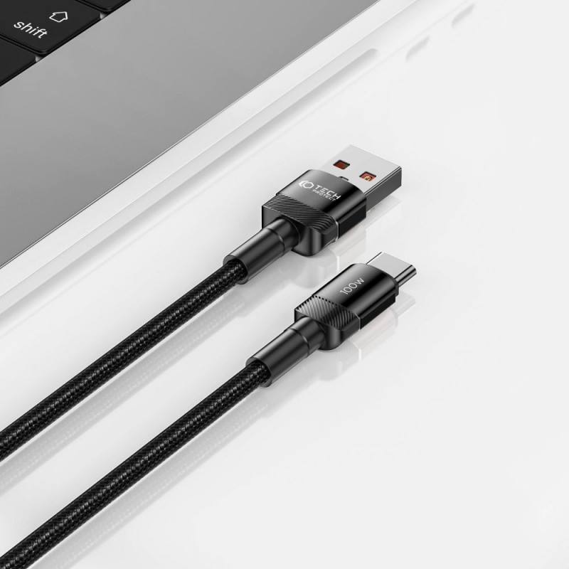 Tech-Protect UltraBoost Evo kabelis USB-A / USB-C 100W 5A 100cm juodas