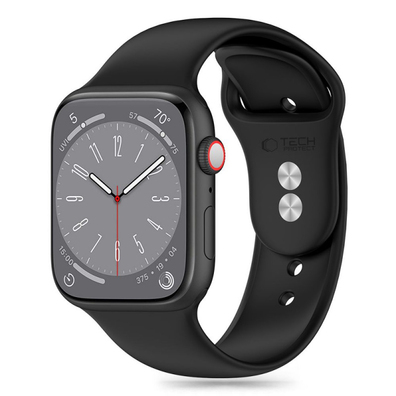 Tech-Protect silikoninis dirželis, skirtas Apple Watch 4/5/6/7/8/9/SE ir Ultra 1/2 (42/44/45/49 mm), juodas