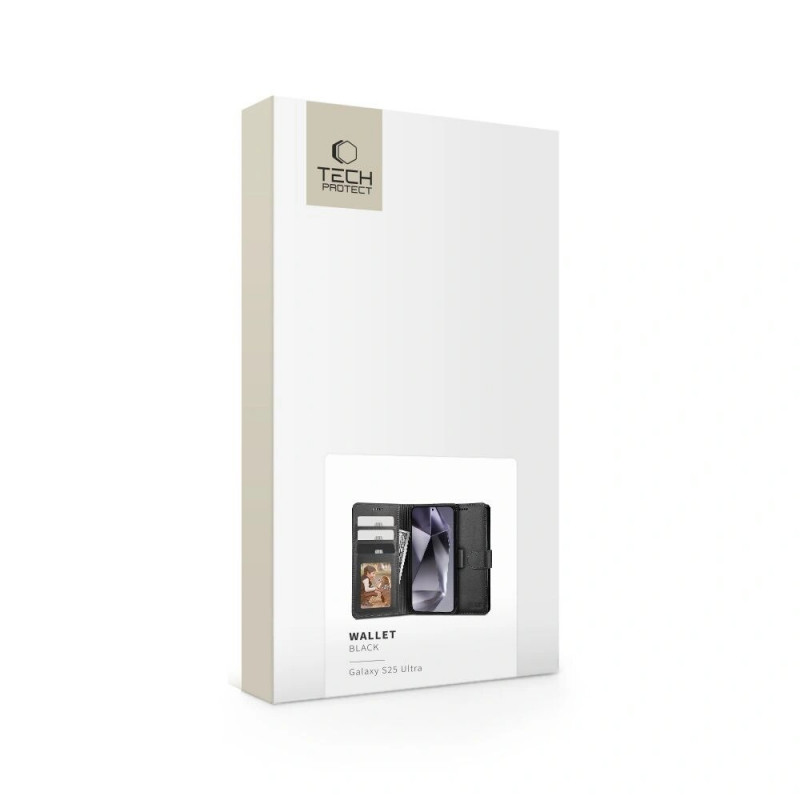 Tech-Protect Wallet skirtas Samsung Galaxy S25 Ultra dėklas, juodas
