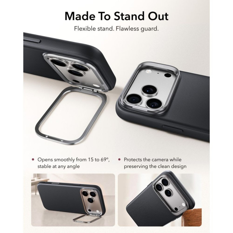 ESR odinis dėklas su atrama MagSafe, skirtas Apple iPhone 17 Pro Max / 18 Pro Max, juodas