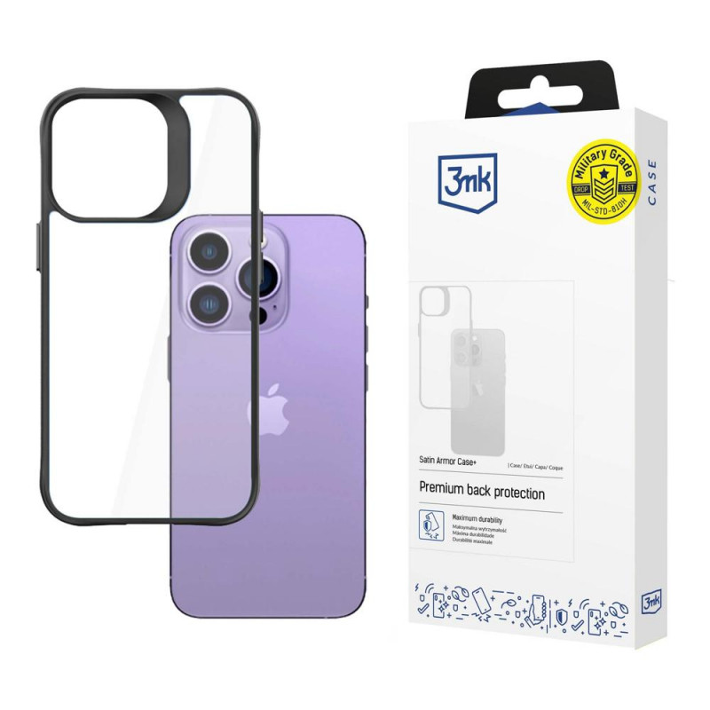 3MK Satin Armor Case+ skirtas Apple iPhone 14 Pro Max, juodas