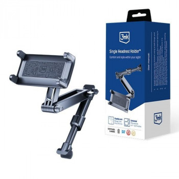 3MK Single Headrest Holder laikiklis telefonams ir planšetiniams kompiuteriams automobilyje 4.7"-12.9", juodas
