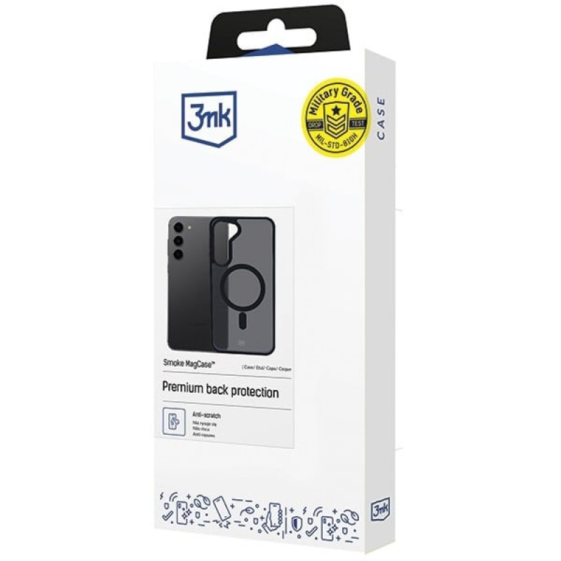 3MK Smoke MagCase su MagSafe, skirta Samsung Galaxy S23 5G, juodas