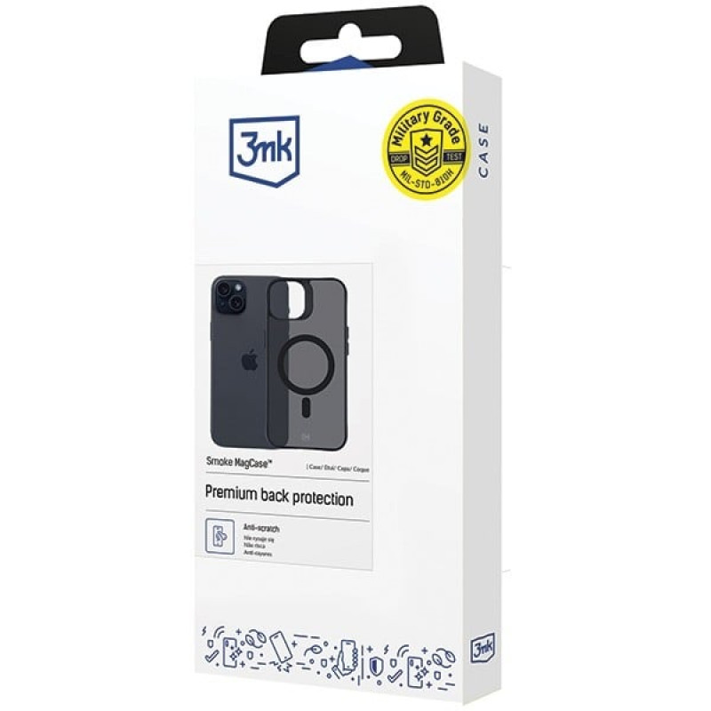 3MK Smoke MagCase su MagSafe, skirta Apple iPhone 15, pusiau permatomas