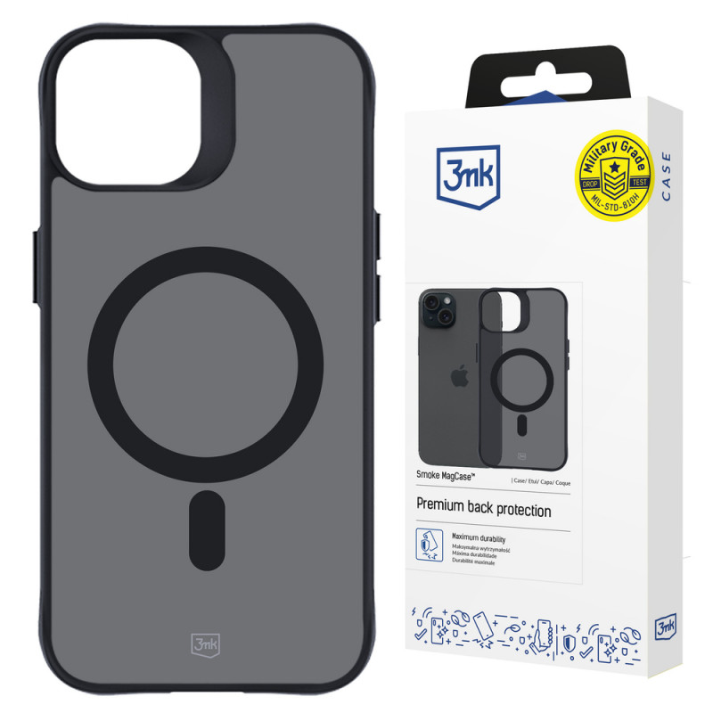 3MK Smoke MagCase su MagSafe, skirta Apple iPhone 15 Plus, pusiau permatomas (156048-0)