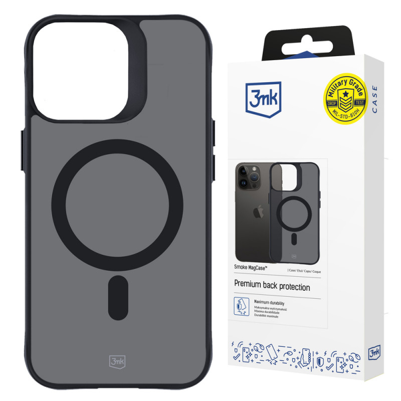 3MK Smoke MagCase su MagSafe, skirta Apple iPhone 15 Pro, pusiau permatomas