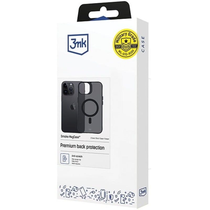 3MK Smoke MagCase su MagSafe, skirta Apple iPhone 14 Pro, pusiau permatomas