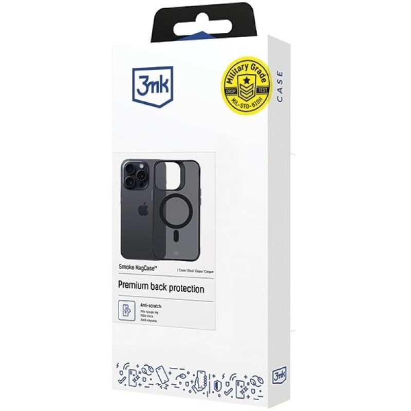 3MK Smoke MagCase su MagSafe, skirta Apple iPhone 15 Pro Max, pusiau permatomas (156061-0)