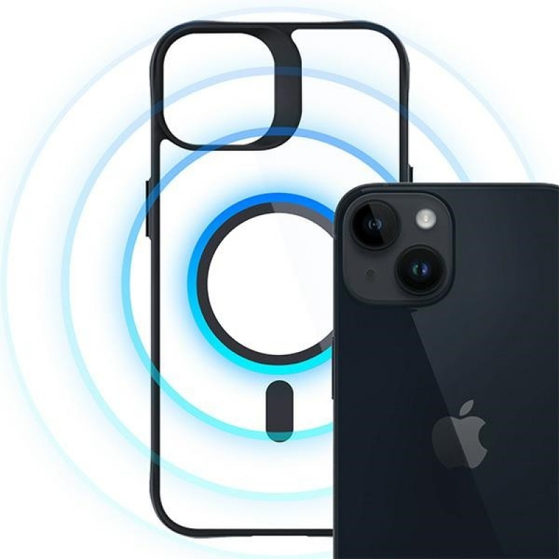 3MK Satin Armor MagCase su MagSafe, skirta Apple iPhone 13 / 14, permatomas su juodu rėmeliu (156075-0)