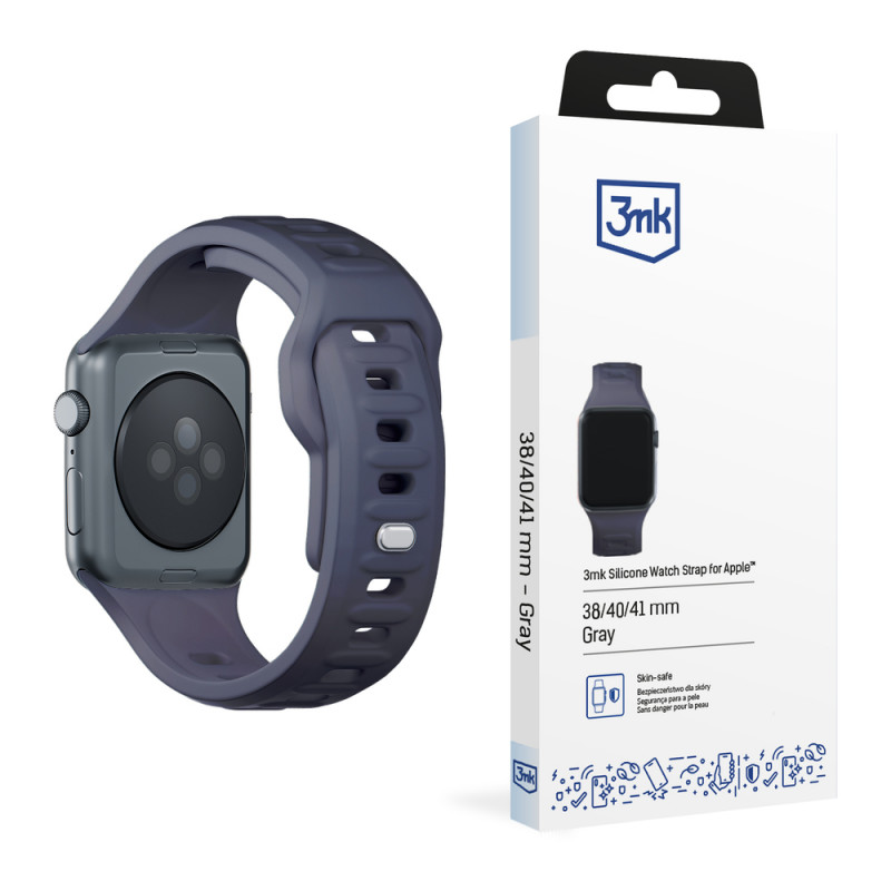 3mk silikoninis laikrodžio dirželis Apple Watch 38/40/41 mm, pilkas