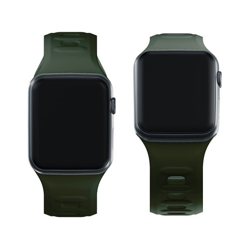 3mk silikoninis laikrodžio dirželis, skirtas Apple Watch 38/40/41 mm, tamsiai žalias