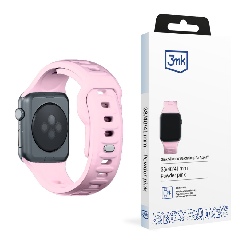 3mk silikoninis laikrodžio dirželis, skirtas Apple Watch 38/40/41 mm, powder pink