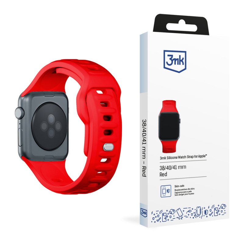 3mk silikoninis laikrodžio dirželis Apple Watch 38/40/41 mm, raudonas