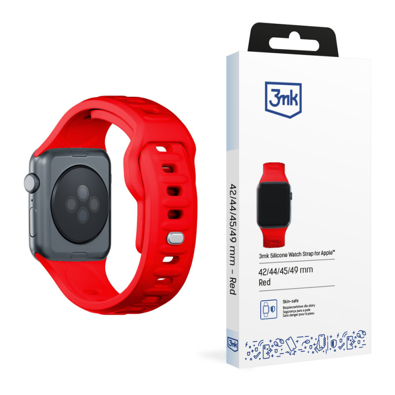 3mk silikoninis laikrodžio dirželis Apple Watch 42/44/45/49 mm, raudonas
