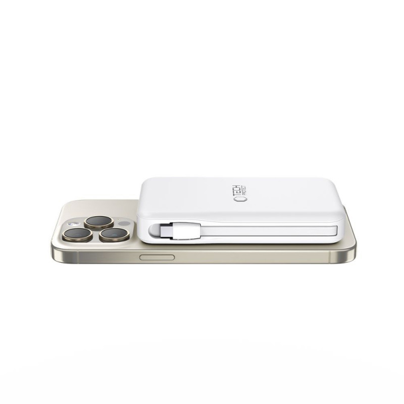 Tech-Protect PB31 LifeMag MagSafe belaidis įkroviklis 10000 mAh, 15 W, baltas