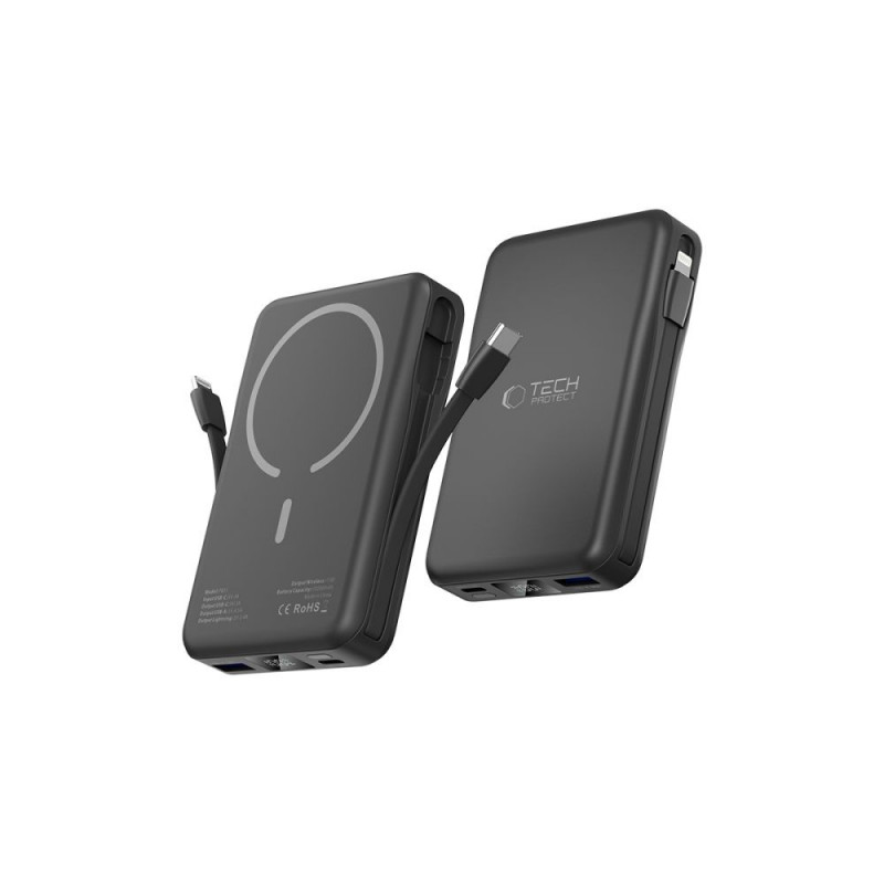 Tech-Protect PB31 LifeMag MagSafe nešiojamas įkroviklis 10000 mAh, 15 W, juodas