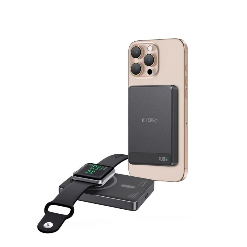 Tech-Protect PB33 LifeMag MagSafe nešiojamasis įkroviklis 5000 mAh, 15 W, juodas