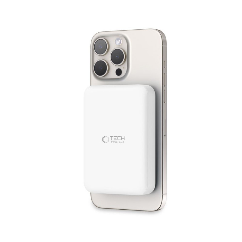 Tech-Protect PB11 LifeMag MagSafe nešiojamas įkroviklis 10000 mAh, 15 W, baltas