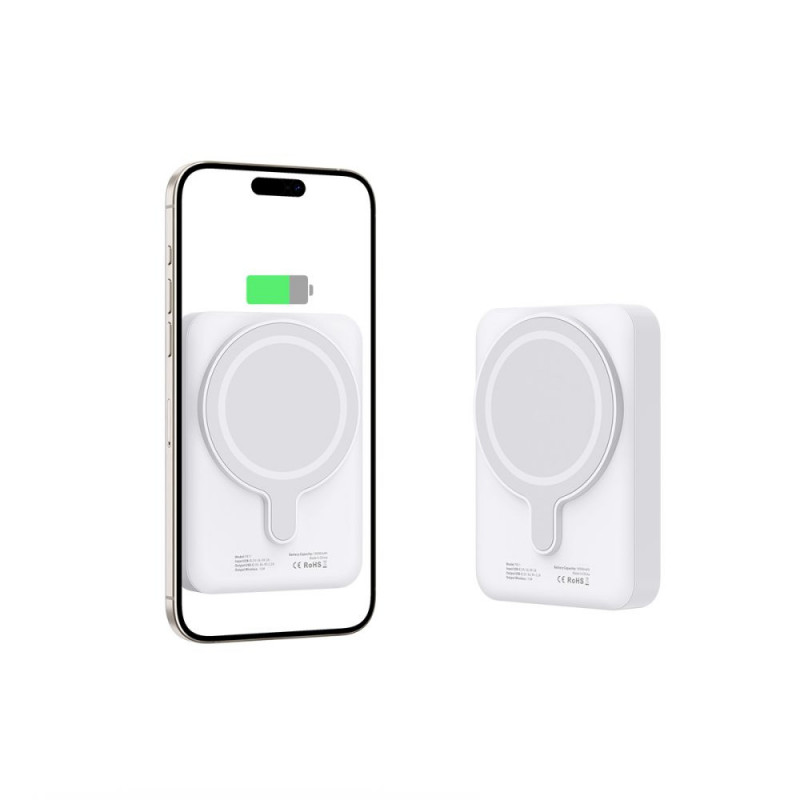 Tech-Protect PB11 LifeMag MagSafe nešiojamas įkroviklis 10000 mAh, 15 W, baltas