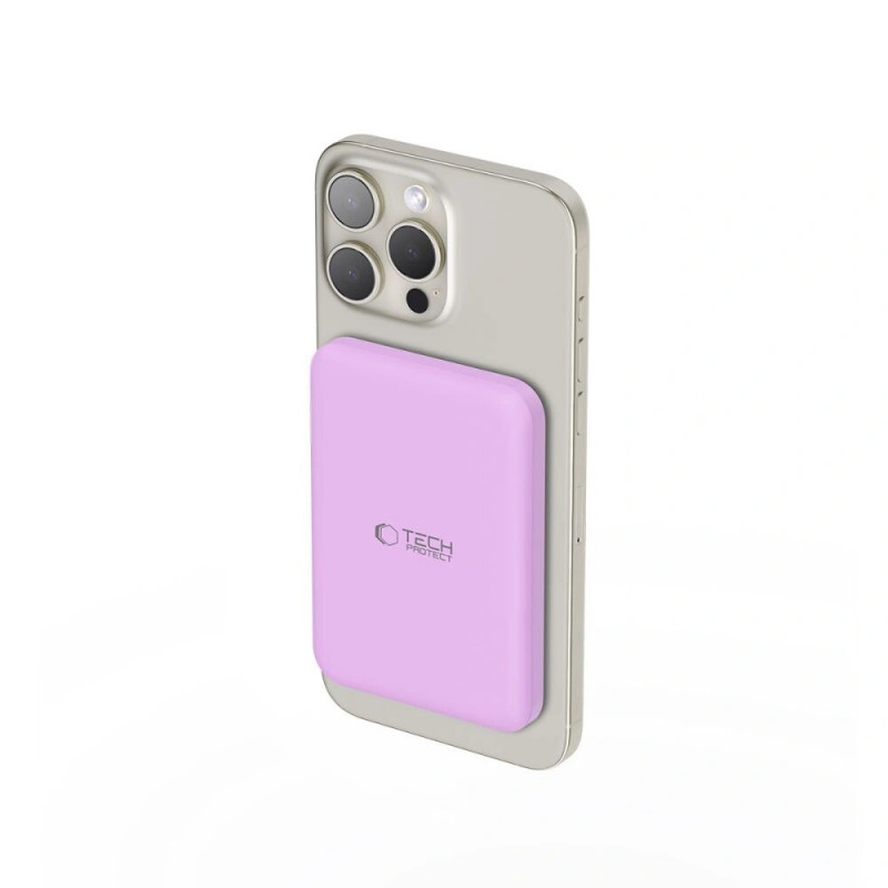 Tech-Protect PB10 LifeMag MagSafe nešiojamas įkroviklis 5000 mAh, 15 W, Lilac