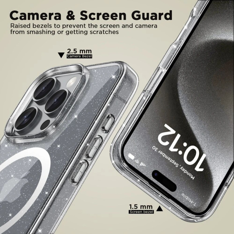 Tech-Protect Flexair Hybrid MagSafe dėklas skirtas Apple iPhone 16 Pro, Glitter